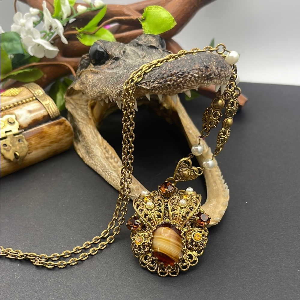Western Germany filigree necklace vintage A1